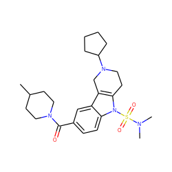 CC1CCN(C(=O)c2ccc3c(c2)c2c(n3S(=O)(=O)N(C)C)CCN(C3CCCC3)C2)CC1 ZINC000082152416