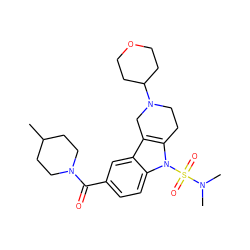 CC1CCN(C(=O)c2ccc3c(c2)c2c(n3S(=O)(=O)N(C)C)CCN(C3CCOCC3)C2)CC1 ZINC000082149121