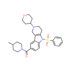 CC1CCN(C(=O)c2ccc3c(c2)c2c(n3S(=O)(=O)c3ccccc3)CCN(C3CCOCC3)C2)CC1 ZINC000082152414