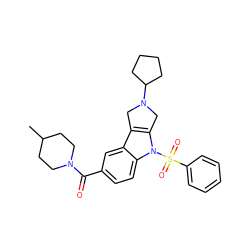 CC1CCN(C(=O)c2ccc3c(c2)c2c(n3S(=O)(=O)c3ccccc3)CN(C3CCCC3)C2)CC1 ZINC000028955179