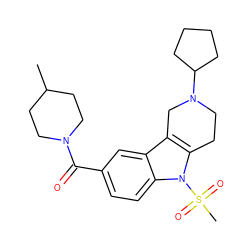 CC1CCN(C(=O)c2ccc3c(c2)c2c(n3S(C)(=O)=O)CCN(C3CCCC3)C2)CC1 ZINC000036479038