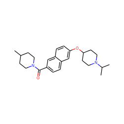 CC1CCN(C(=O)c2ccc3cc(OC4CCN(C(C)C)CC4)ccc3c2)CC1 ZINC000038279657