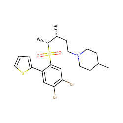 CC1CCN(CC[C@@H](C)[C@@H](C)S(=O)(=O)c2cc(Br)c(Br)cc2-c2cccs2)CC1 ZINC000027646480