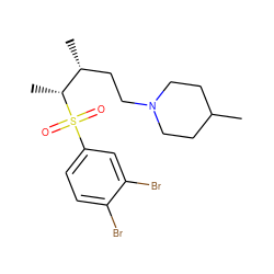 CC1CCN(CC[C@@H](C)[C@@H](C)S(=O)(=O)c2ccc(Br)c(Br)c2)CC1 ZINC000027641230