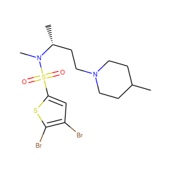 CC1CCN(CC[C@@H](C)N(C)S(=O)(=O)c2cc(Br)c(Br)s2)CC1 ZINC000001487237