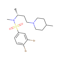 CC1CCN(CC[C@@H](C)N(C)S(=O)(=O)c2ccc(Br)c(Br)c2)CC1 ZINC000001487241