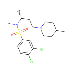 CC1CCN(CC[C@@H](C)N(C)S(=O)(=O)c2ccc(Cl)c(Cl)c2)CC1 ZINC000013531252