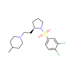 CC1CCN(CC[C@H]2CCCN2S(=O)(=O)c2ccc(Cl)c(Cl)c2)CC1 ZINC000013531261