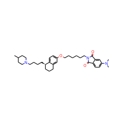 CC1CCN(CCCC[C@@H]2CCCc3cc(OCCCCCCN4C(=O)c5ccc(N(C)C)cc5C4=O)ccc32)CC1 ZINC000653693426