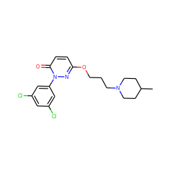 CC1CCN(CCCOc2ccc(=O)n(-c3cc(Cl)cc(Cl)c3)n2)CC1 ZINC000653883087