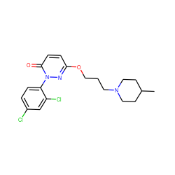 CC1CCN(CCCOc2ccc(=O)n(-c3ccc(Cl)cc3Cl)n2)CC1 ZINC000653864163