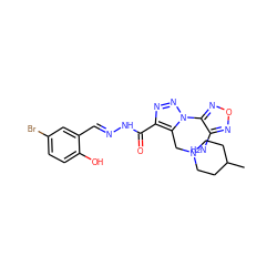 CC1CCN(Cc2c(C(=O)N/N=C/c3cc(Br)ccc3O)nnn2-c2nonc2N)CC1 ZINC000003633229