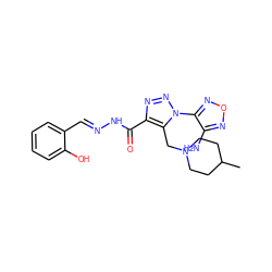 CC1CCN(Cc2c(C(=O)N/N=C/c3ccccc3O)nnn2-c2nonc2N)CC1 ZINC000003633219