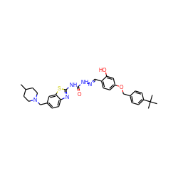 CC1CCN(Cc2ccc3nc(NC(=O)N/N=C/c4ccc(OCc5ccc(C(C)(C)C)cc5)cc4O)sc3c2)CC1 ZINC000299823193