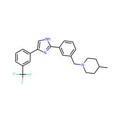 CC1CCN(Cc2cccc(-c3nc(-c4cccc(C(F)(F)F)c4)c[nH]3)c2)CC1 ZINC000066252664