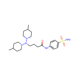 CC1CCN(N(CCCC(=O)Nc2ccc(S(N)(=O)=O)cc2)N2CCC(C)CC2)CC1 ZINC000040866782