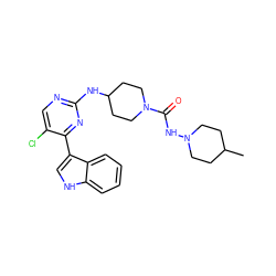 CC1CCN(NC(=O)N2CCC(Nc3ncc(Cl)c(-c4c[nH]c5ccccc45)n3)CC2)CC1 ZINC000028896640