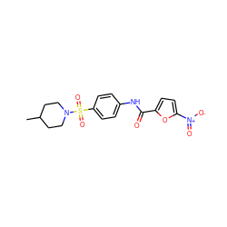 CC1CCN(S(=O)(=O)c2ccc(NC(=O)c3ccc([N+](=O)[O-])o3)cc2)CC1 ZINC000020462460