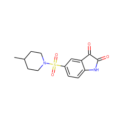 CC1CCN(S(=O)(=O)c2ccc3c(c2)C(=O)C(=O)N3)CC1 ZINC000002944781