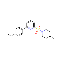 CC1CCN(S(=O)(=O)c2cccc(-c3ccc(C(C)C)cc3)n2)CC1 ZINC000201766539