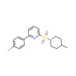 CC1CCN(S(=O)(=O)c2cccc(-c3ccc(Cl)cc3)n2)CC1 ZINC000201795187