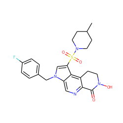 CC1CCN(S(=O)(=O)c2cn(Cc3ccc(F)cc3)c3cnc4c(c23)CCN(O)C4=O)CC1 ZINC000071318370