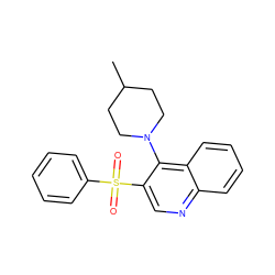 CC1CCN(c2c(S(=O)(=O)c3ccccc3)cnc3ccccc23)CC1 ZINC000012437822