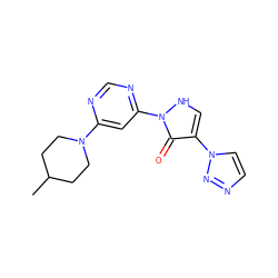 CC1CCN(c2cc(-n3[nH]cc(-n4ccnn4)c3=O)ncn2)CC1 ZINC000043195429