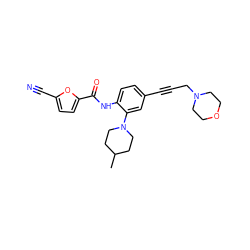 CC1CCN(c2cc(C#CCN3CCOCC3)ccc2NC(=O)c2ccc(C#N)o2)CC1 ZINC000029047019