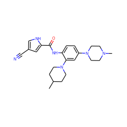 CC1CCN(c2cc(N3CCN(C)CC3)ccc2NC(=O)c2cc(C#N)c[nH]2)CC1 ZINC000029039424