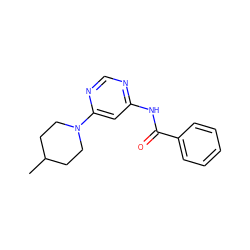 CC1CCN(c2cc(NC(=O)c3ccccc3)ncn2)CC1 ZINC000077198446