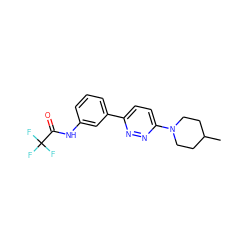 CC1CCN(c2ccc(-c3cccc(NC(=O)C(F)(F)F)c3)nn2)CC1 ZINC000004939825