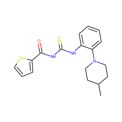 CC1CCN(c2ccccc2NC(=S)NC(=O)c2cccs2)CC1 ZINC000004998953