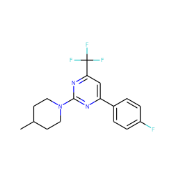 CC1CCN(c2nc(-c3ccc(F)cc3)cc(C(F)(F)F)n2)CC1 ZINC000000213203