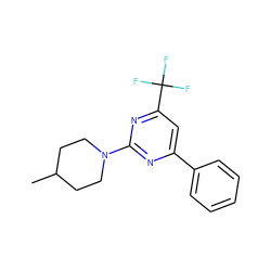 CC1CCN(c2nc(-c3ccccc3)cc(C(F)(F)F)n2)CC1 ZINC000000213173