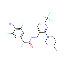 CC1CCN(c2nc(C(F)(F)F)ccc2CNC(=O)[C@H](C)c2cc(F)c(N)c(F)c2)CC1 ZINC000118204283