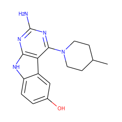 CC1CCN(c2nc(N)nc3[nH]c4ccc(O)cc4c23)CC1 ZINC000221384104