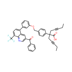 CCC#CCC(CC#CCC)(C(=O)O)c1ccc(COc2cccc(-c3ccc(C(F)(F)F)c4ncc(C(=O)c5ccccc5)cc34)c2)cc1 ZINC000028978803