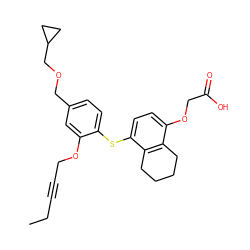 CCC#CCOc1cc(COCC2CC2)ccc1Sc1ccc(OCC(=O)O)c2c1CCCC2 ZINC000040975334