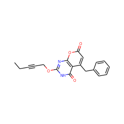 CCC#CCOc1nc2oc(=O)cc(Cc3ccccc3)c2c(=O)[nH]1 ZINC000073224101