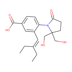 CCC(=Cc1cc(C(=O)O)ccc1N1C(=O)CCC1(CO)CO)CC ZINC000084654130