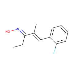 CCC(=N\O)/C(C)=C/c1ccccc1F ZINC000116360282