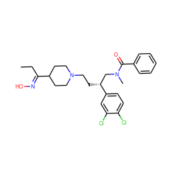 CCC(=NO)C1CCN(CC[C@H](CN(C)C(=O)c2ccccc2)c2ccc(Cl)c(Cl)c2)CC1 ZINC000254132915