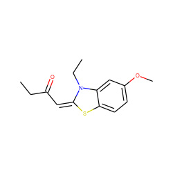 CCC(=O)/C=C1/Sc2ccc(OC)cc2N1CC ZINC000100478035