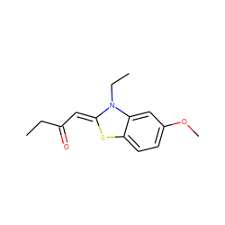 CCC(=O)/C=C1\Sc2ccc(OC)cc2N1CC ZINC000018046369