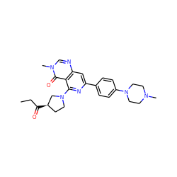 CCC(=O)[C@@H]1CCN(c2nc(-c3ccc(N4CCN(C)CC4)cc3)cc3ncn(C)c(=O)c23)C1 ZINC000115625339