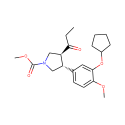 CCC(=O)[C@@H]1CN(C(=O)OC)C[C@H]1c1ccc(OC)c(OC2CCCC2)c1 ZINC000026154685