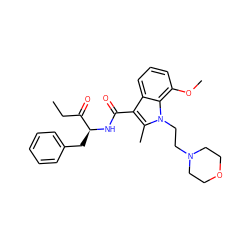 CCC(=O)[C@H](Cc1ccccc1)NC(=O)c1c(C)n(CCN2CCOCC2)c2c(OC)cccc12 ZINC000013817289