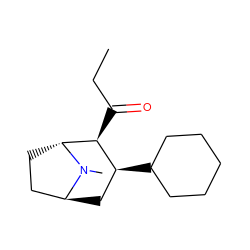 CCC(=O)[C@H]1[C@@H](C2CCCCC2)C[C@H]2CC[C@H]1N2C ZINC000100741897