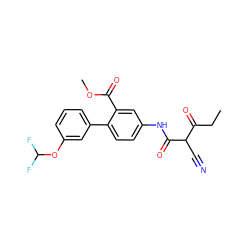 CCC(=O)C(C#N)C(=O)Nc1ccc(-c2cccc(OC(F)F)c2)c(C(=O)OC)c1 ZINC000101459857